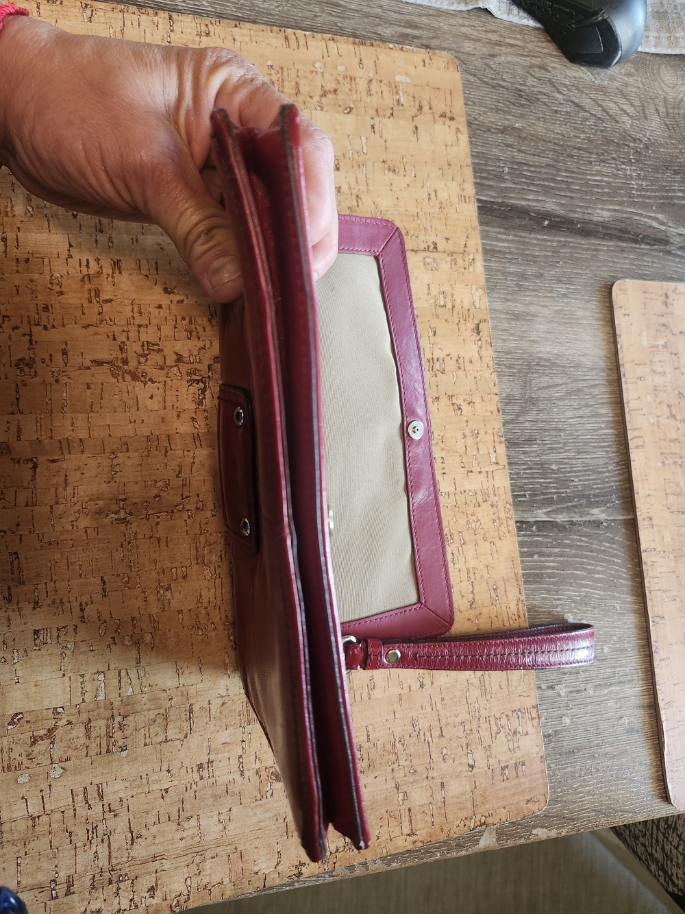 Coach Cherry Red Leather Wristlet with Silver Buckle - Picture 9 of 9